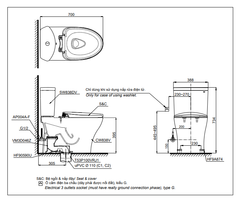 BÀN CẦU TOTO CS838DE2 NẮP RỬA CƠ TCW07S