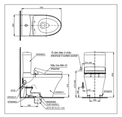 BÀN CẦU ĐIỆN TỬ TOTO CS948CDW15