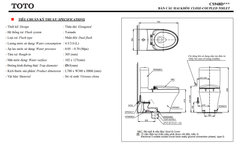 BÀN CẦU TOTO CS948DE2 NẮP RỬA CƠ TCW07S