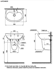 CHẬU LAVABO TRÈO TƯỜNG TOTO LHT240CS CHÂN LỬNG