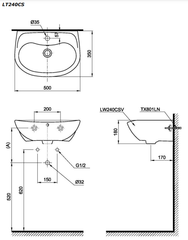 CHẬU LAVABO TRÈO TƯỜNG TOTO LT240CS