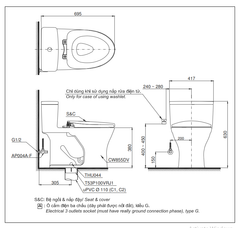 BÀN CẦU TOTO MS855DT8 NẮP ĐÓNG ÊM TC600VS