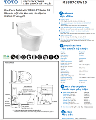 BÀN CẦU ĐIỆN TỬ TOTO MS887CRW15