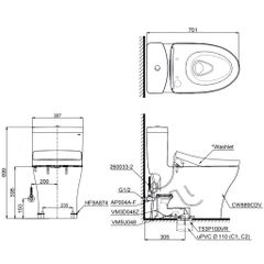 BÀN CẦU ĐIỆN TỬ TOTO MS889CDRW15