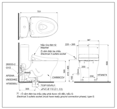 BÀN CẦU ĐIỆN TỬ TOTO MS889CDRW17