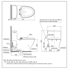 BÀN CẦU TOTO MS887RE4 NẮP RỬA CƠ TCW1211A