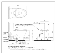 BÀN CẦU ĐIỆN TỬ TOTO MS889DRW14