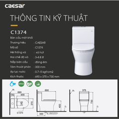 BÀN CẦU 1 KHỐI CAESAR C1374