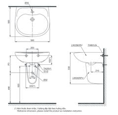 CHẬU LAVABO TRÈO TƯỜNG TOTO LHT239CR CHÂN LỬNG