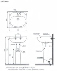 CHẬU LAVABO TRÈO TƯỜNG TOTO LPT236CS CHÂN DÀI
