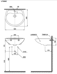 CHẬU LAVABO TRÈO TƯỜNG TOTO LT300C