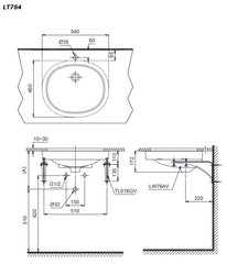CHẬU LAVABO ÂM BÀN TOTO LT764