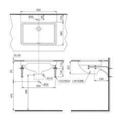 CHẬU LAVABO ÂM BÀN TOTO LW1536VXW_TL516GV
