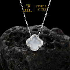 Dây Chuyền LM 4 Cánh Viền Đá Trắng Chuẩn Bạc 925 - GBJ48674 - Gia Bảo Jewelry