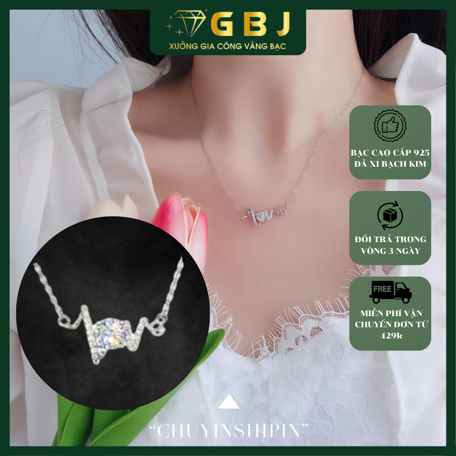 Dây Chuyền Bạc LM Nhịp Tim M.O.I 6li - GBJ53352- Gia Bảo Jewelry