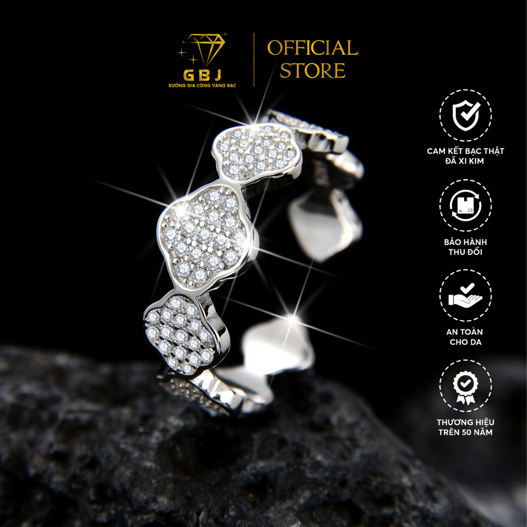Nhẫn 6 Ngôi Sao Đính Đá (Freesize) Chuẩn Bạc 925 - GBJ48179 - Gia Bảo Jewelry (Có Xi Kim)