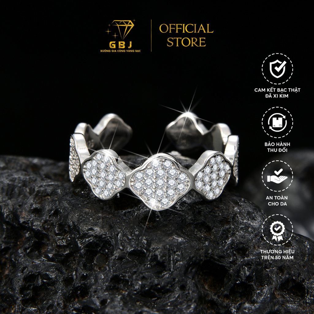 Nhẫn 6 Ngôi Sao Đính Đá (Freesize) Chuẩn Bạc 925 - GBJ48179 - Gia Bảo Jewelry (Có Xi Kim)