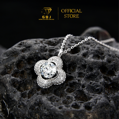 Dây Chuyền Mặt Hoa Viền Đính Đá 4 Cánh Chuẩn Bạc 925 - GBJ48649 - Gia Bảo Jewelry