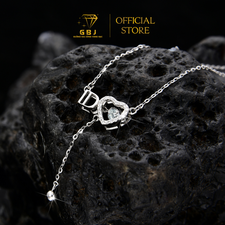 Dây Chuyền LM Chữ D Tim Chuẩn Bạc 925  - GBJ48662 - Gia Bảo Jewelry