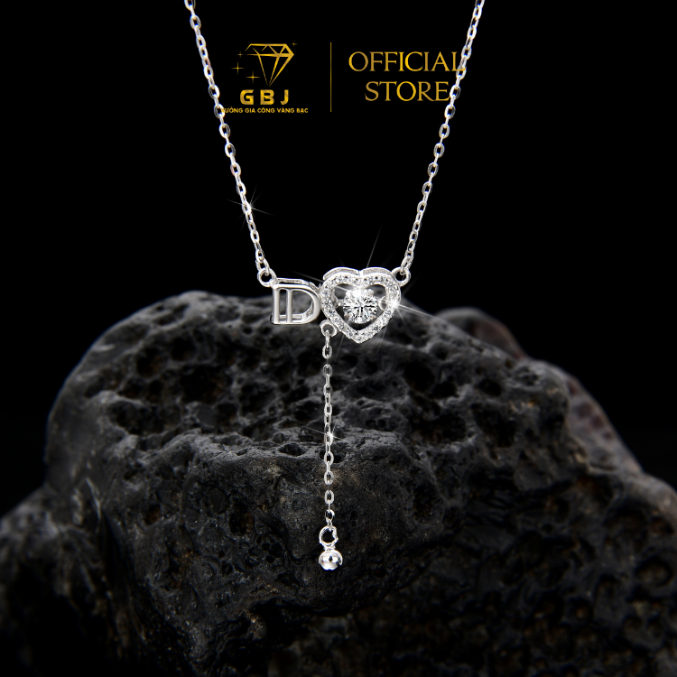 Dây Chuyền LM Chữ D Tim Chuẩn Bạc 925  - GBJ48662 - Gia Bảo Jewelry (Có Xi Kim)