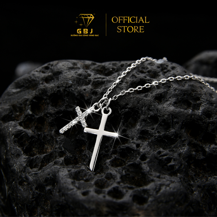 Dây Chuyền Mặt Thánh Giá Cặp Đôi Đính Đá Chuẩn Bạc 925 - GBJ48673 - Gia Bảo Jewelry (Có Xi Kim)