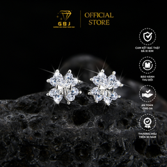 Bông Tai Nơ 4 Tim (Chốt Đẩy) Cao Cấp Chuẩn Bạc 925 - GBJ48193 - Gia Bảo Jewelry (Có Xi Kim)