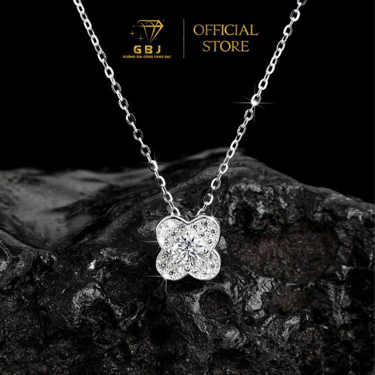 Dây Chuyền Mặt Hoa 4 Cánh Đá Chủ Chuẩn Bạc 925 - GBJ47850 - Gia Bảo Jewelry (Có Xi Kim)