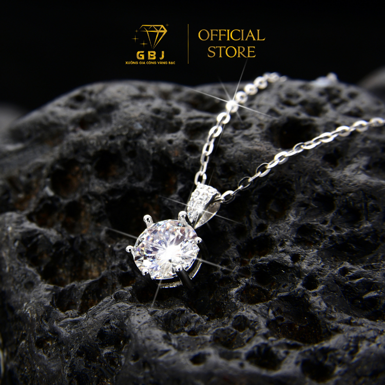 Dây Mặt Tròn 6 Chấu Đính Đá Moissanite M07 Chuẩn Bạc 925 - GBJ48722-50848  - GIA BẢO JEWELRY