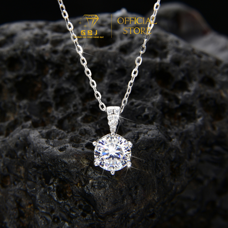 Dây Mặt Tròn 6 Chấu Đính Đá Moissanite M07 Chuẩn Bạc 925 - GBJ48722-50848  - GIA BẢO JEWELRY