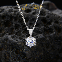 Dây Mặt Tròn 6 Chấu Đính Đá Moissanite M07 Chuẩn Bạc 925 - GBJ48722-50848  - GIA BẢO JEWELRY