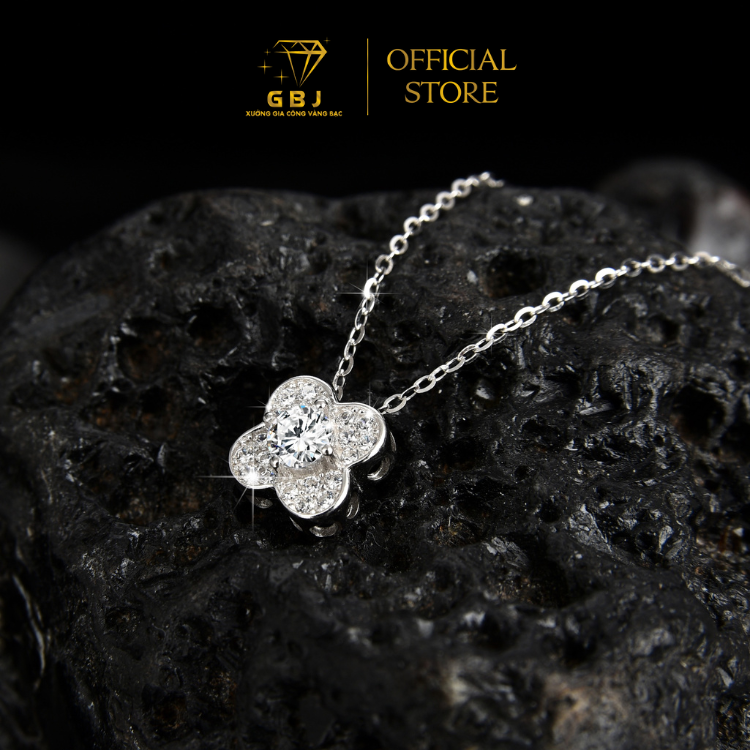 Dây Chuyền Mặt Hoa 4 Cánh Đá Chủ Chuẩn Bạc 925 - GBJ47850 - Gia Bảo Jewelry (Có Xi Kim)