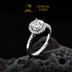 Nhẫn 4 Chấu Viền Đá 02 M.O.I 6li (Freesize) Chuẩn Bạc 925 - GBJ48696 - Gia Bảo Jewelry (Có Xi Kim)