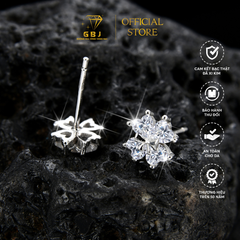 Bông Tai Nơ 4 Tim (Chốt Đẩy) Cao Cấp Chuẩn Bạc 925 - GBJ48193 - Gia Bảo Jewelry (Có Xi Kim)