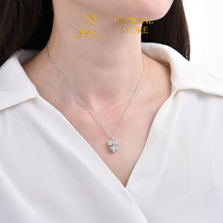 Dây Chuyền Nữ LM Nơ Tròn Xinh Xắn Moissanite Chuẩn Bạc 925 - GBJ44925 - Gia Bảo Jewelry