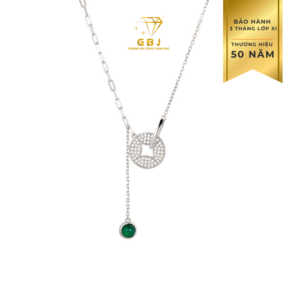 Dây Chuyền LM TT Đính Đ.á Xanh -GBJ49917-Gia Bảo Jewelry