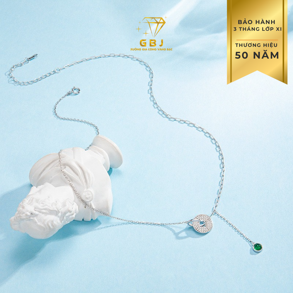 Dây Chuyền LM TT Đính Đ.á Xanh -GBJ49917-Gia Bảo Jewelry