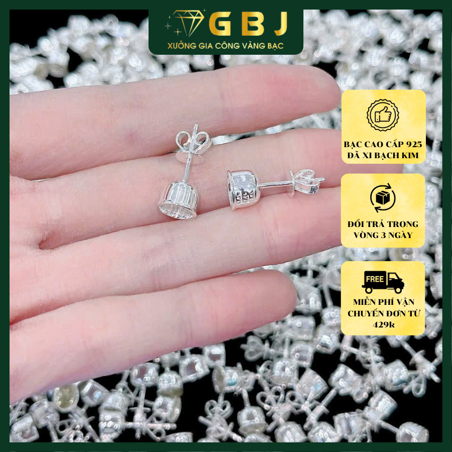Hoa Tai Bạc Hình Nồi (X.I K.I.M )(chốt đẩy) Thiết Kế Tinh Xảo , Tỉ Mỉ , Phong Cách Unisex - GBJ56999 - Gia Bảo Jewelry