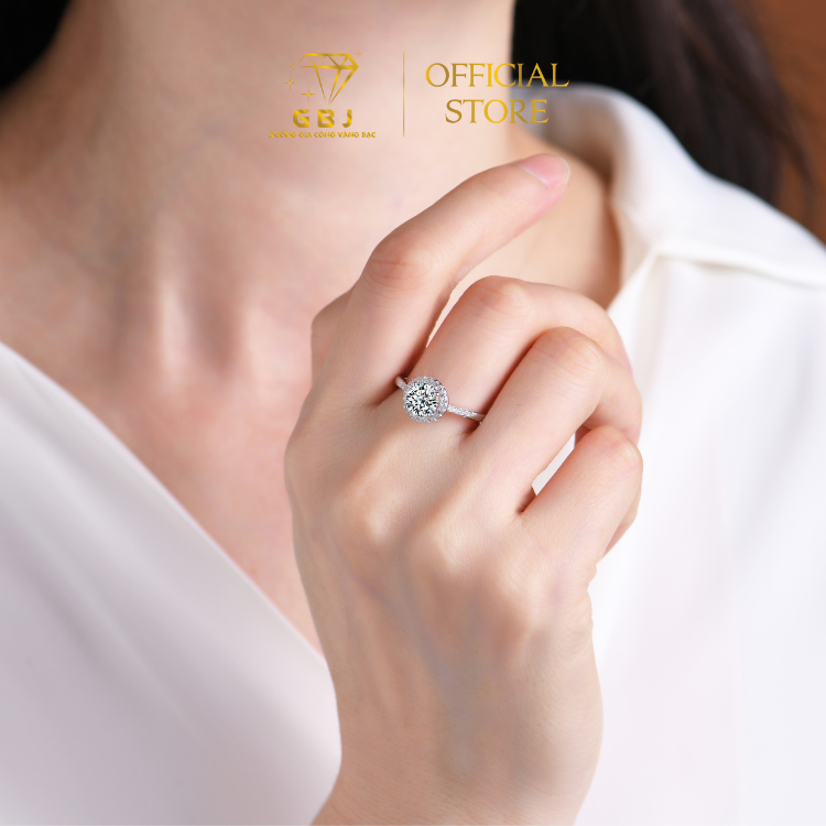 Nhẫn 4 Chấu Viền Đá 02 M.O.I 6li (Freesize) Chuẩn Bạc 925 - GBJ48696 - Gia Bảo Jewelry (Có Xi Kim)