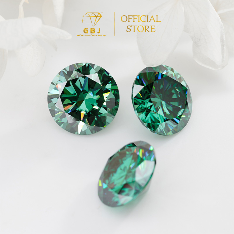 Đá Moissanite Kim Cương Nhân Tạo Xanh - Gia Bảo Jewelry