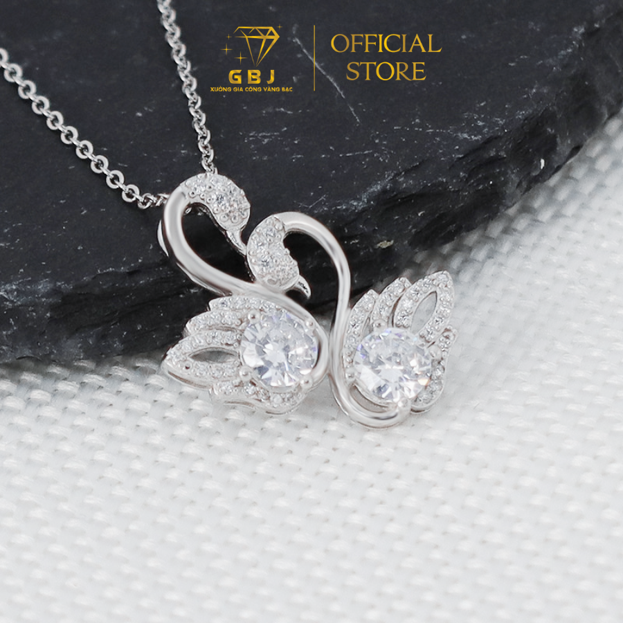 Dây Chuyền Bạc Mặt Thiên Nga Đôi Đính Đá CZ Cao Cấp 6LI5 Chuẩn Bạc 925 (Dài 4 Tấc 5) - Đã Xi Bạch Kim - Sang Trọng Quý Phái, Tương Trưng Cho Tình Yêu Chung Thủy - Tặng Kèm Túi Xách Thời Trang Gia Bảo - GBJ48786 - Gia Bảo Jewelry