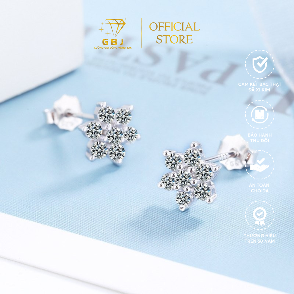 Bông Tai Hoa Tuyết Chuẩn Bạc 925 - GBJ47712 - Gia Bảo Jewelry (Có Xi Kim)