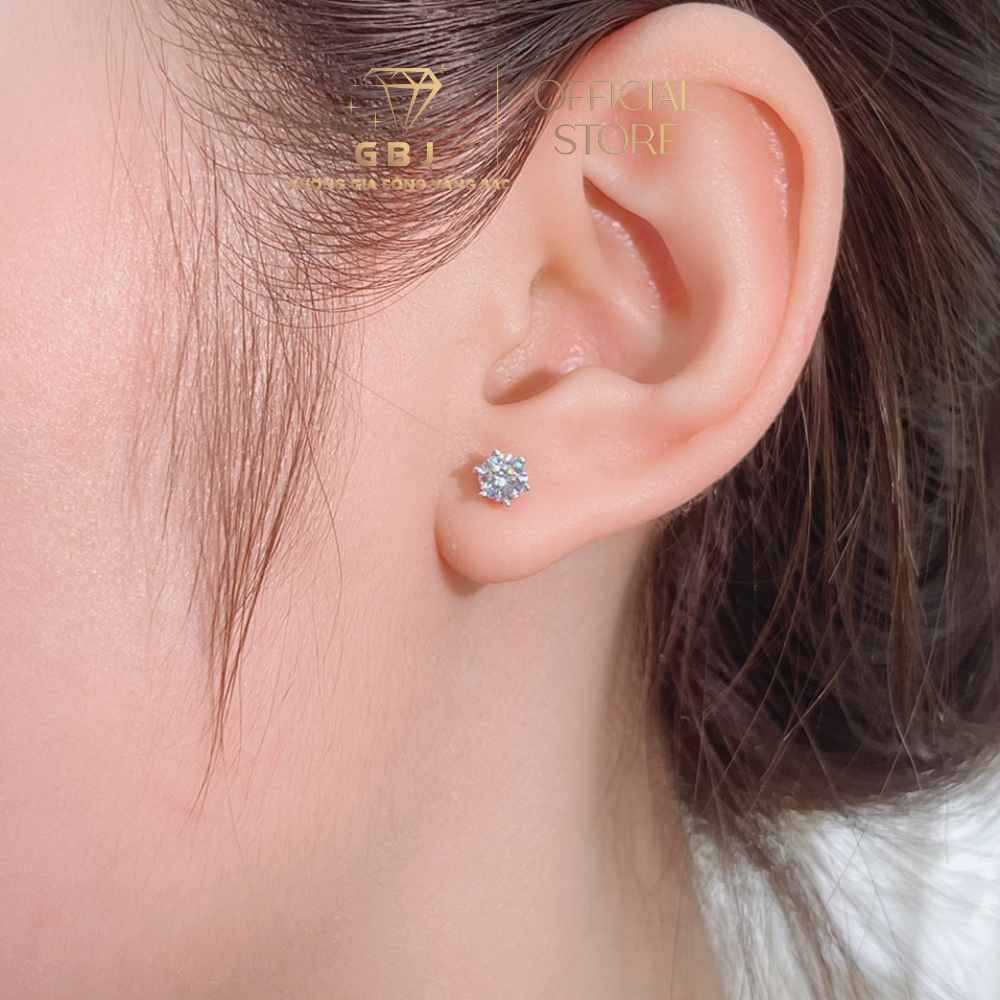 Bông Tai 6 Chấu Cao Cấp Chuẩn Bạc 925 - Gia Bảo Jewelry (Có Xi Kim)