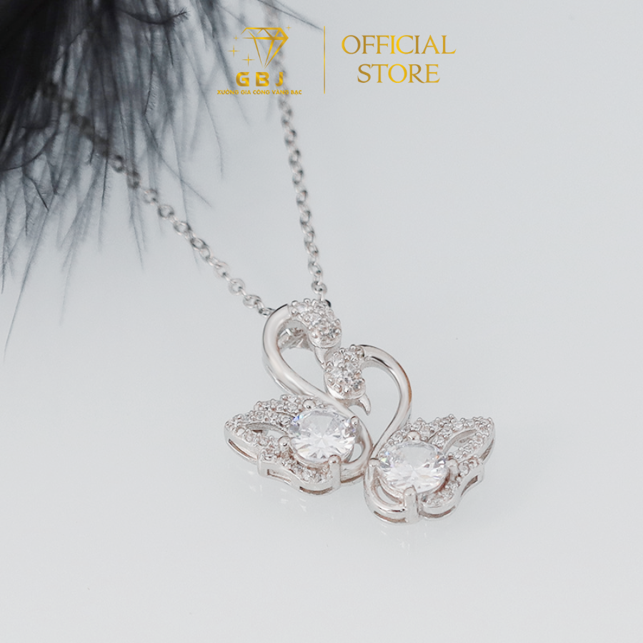 Dây Chuyền Bạc Mặt Thiên Nga Đôi Đính Đá CZ Cao Cấp 6LI5 Chuẩn Bạc 925 (Dài 4 Tấc 5) - Đã Xi Bạch Kim - Sang Trọng Quý Phái, Tương Trưng Cho Tình Yêu Chung Thủy - Tặng Kèm Túi Xách Thời Trang Gia Bảo - GBJ48786 - Gia Bảo Jewelry