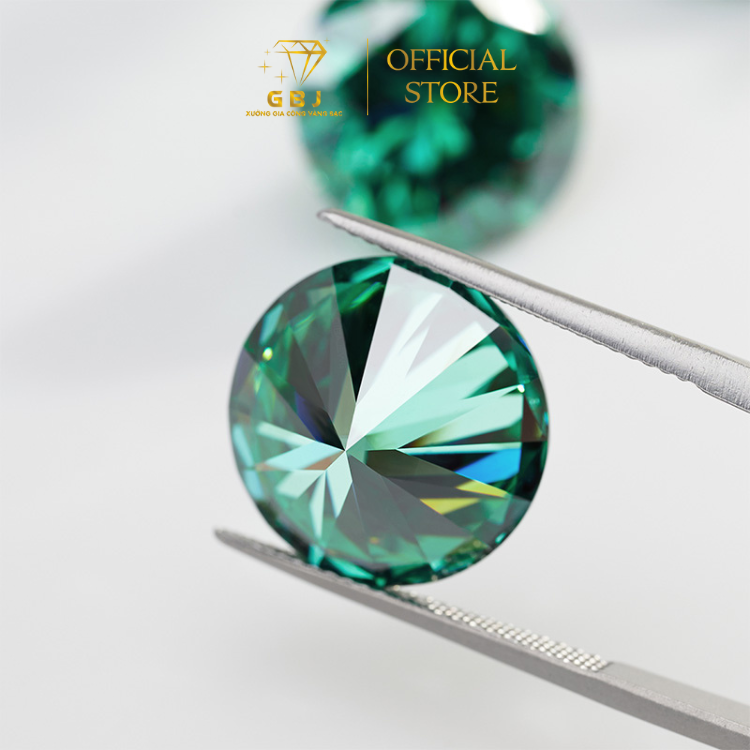 Đá Moissanite Kim Cương Nhân Tạo Xanh - Gia Bảo Jewelry