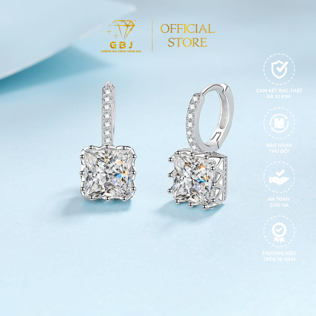 Bông Tai Viền Vuông Chuẩn Bạc 925 - GBJ41910 - Gia Bảo Jewelry