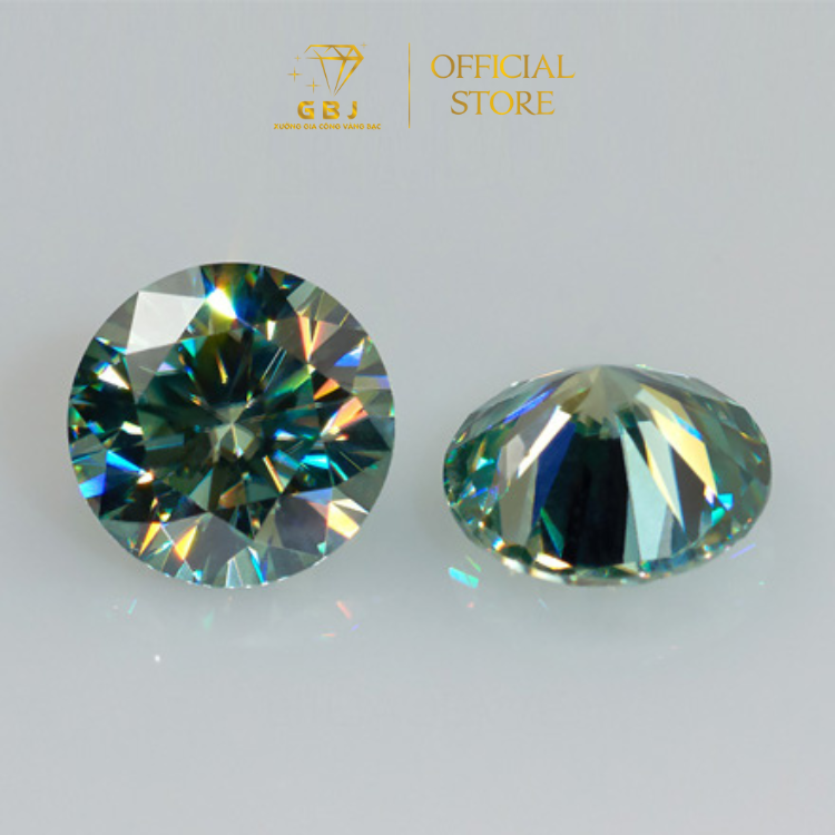 Đá Moissanite Kim Cương Nhân Tạo Xanh - Gia Bảo Jewelry