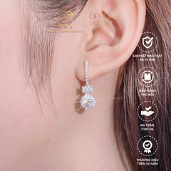 Bông Tai Tòn Ten Nơ Tròn Đính Đá Cao Cấp Chuẩn Bạc 925 - GBJ47983 - Gia Bảo Jewelry