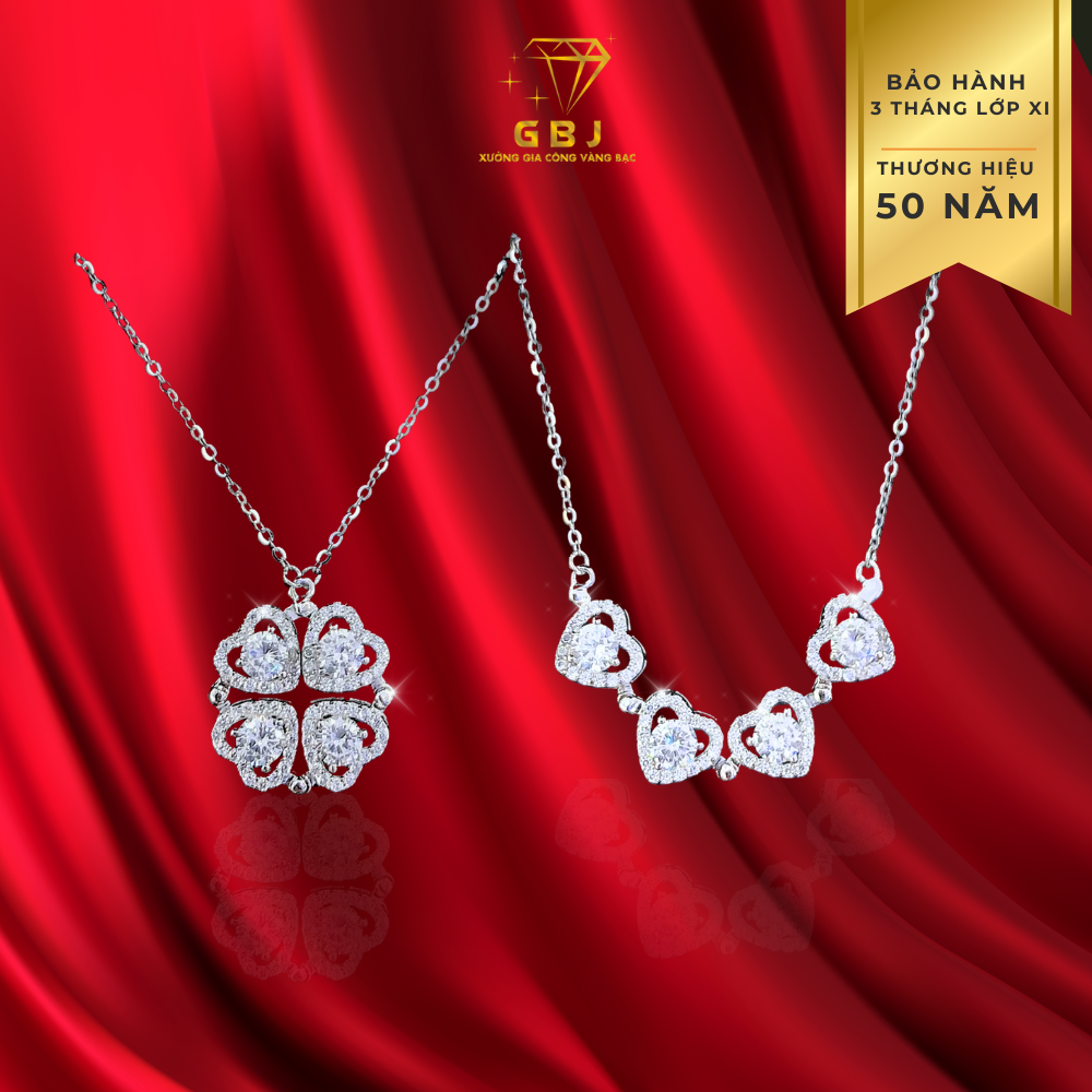 Dây Chuyền Mặt Tim 4li 4 cánh 2 Kiểu 2K02-GBJ49923-Gia Bảo Jewelry (Có Xi Kim)