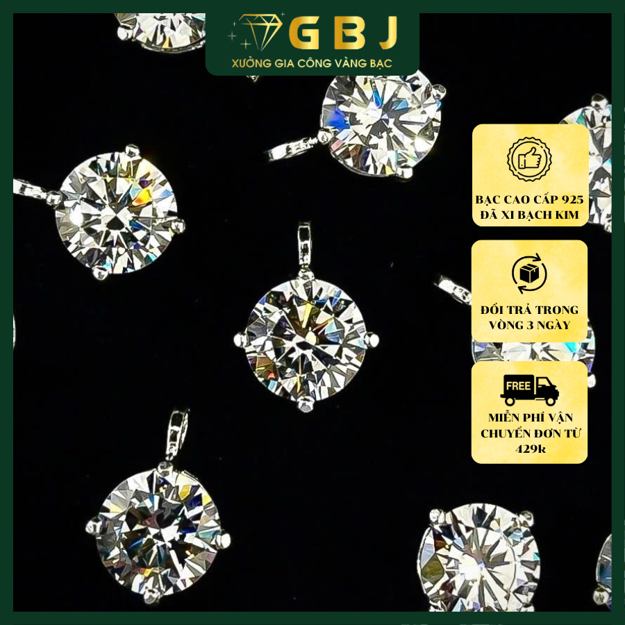 Mặt Dây Chuyền Bạc 4 Chấu Viên Chủ CZ 7Li5 (X.i K.i.m), Thiết Kế Xinh Xắn, Đơn Giản, Dành Cho Nữ - Gia Bao Jewelry - GBJ56131