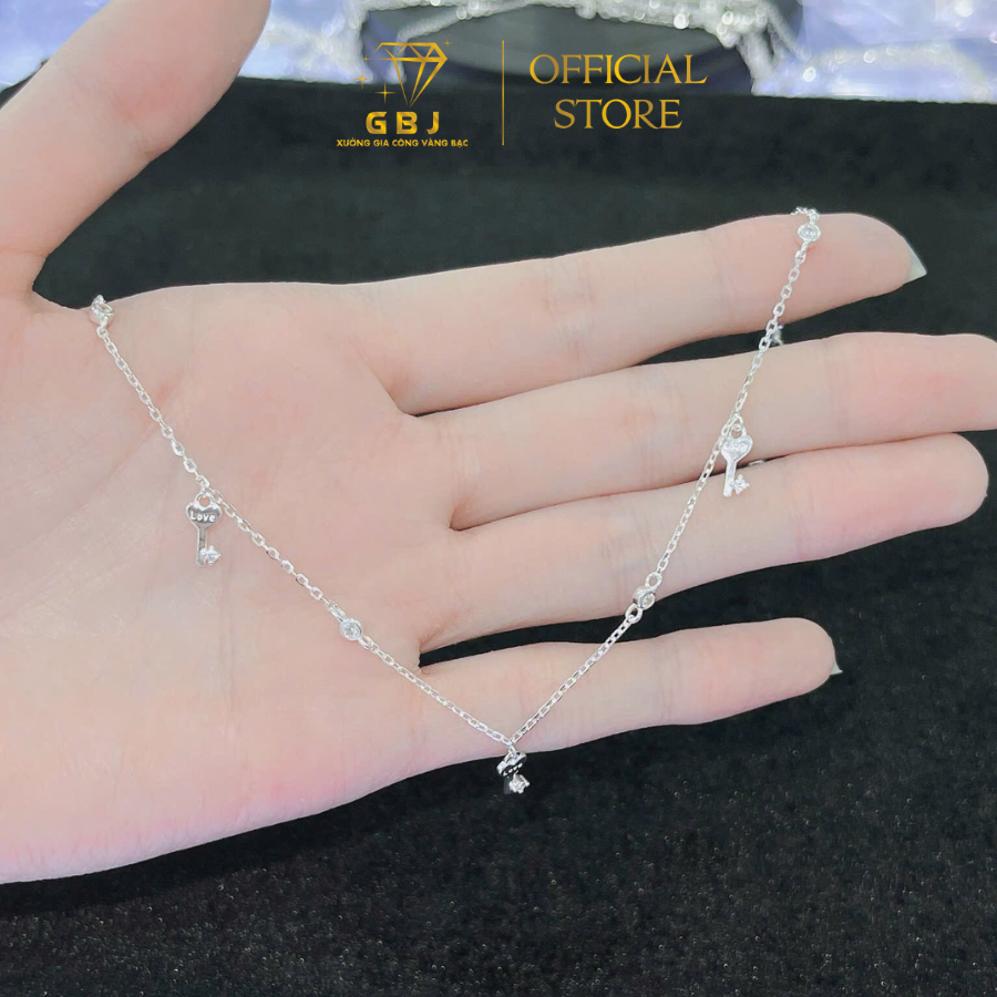 Lắc Chân Bạc Chìa Khóa Trái Tim ( X.I K.I.M ), Thiết Kế Xinh Xắn, Đơn Giản, Phù Hợp Unisex - GBJ56476 - Gia Bảo Jewelry